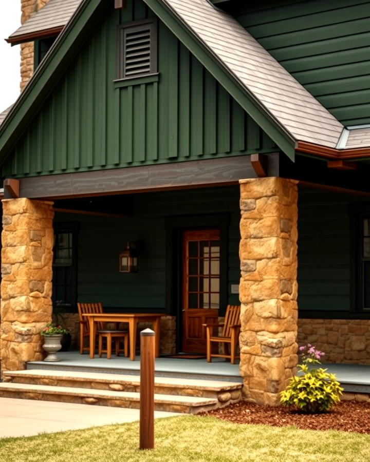 Rustic Stone and Green Harmony - 30 Dark Green Exterior Ideas