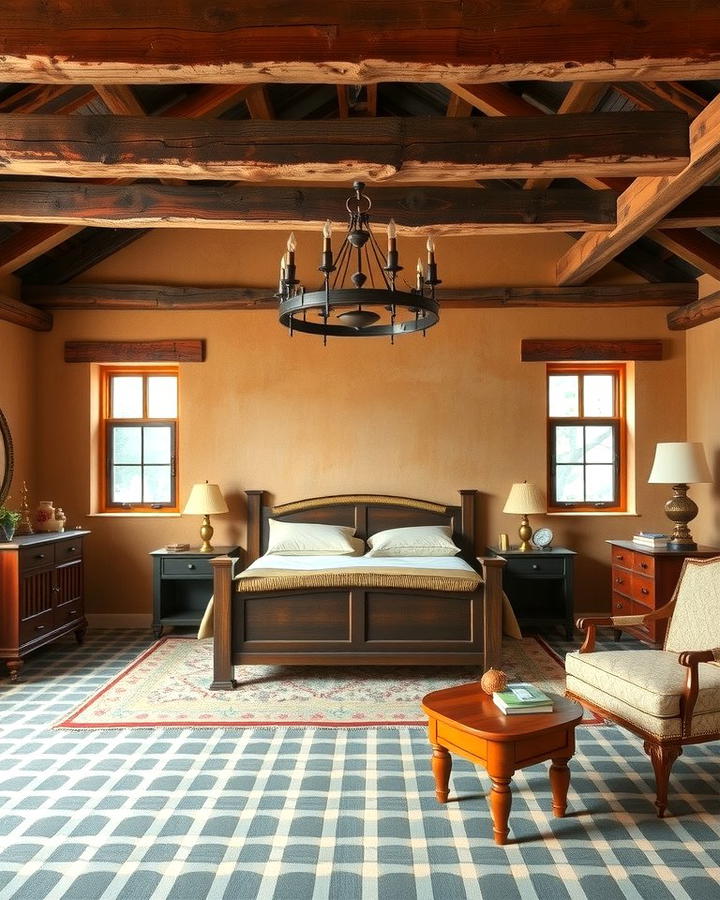 Rustic Tan with Wooden Beams - 25 Tan Bedroom Ideas