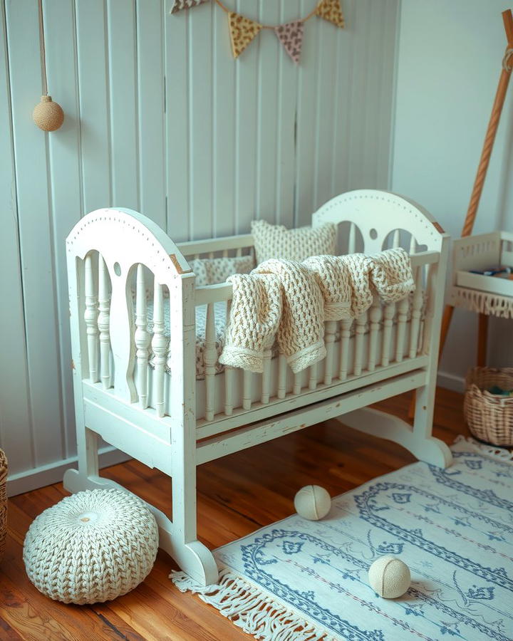 Rustic White Cradle Charm - 25 White Nursery Ideas