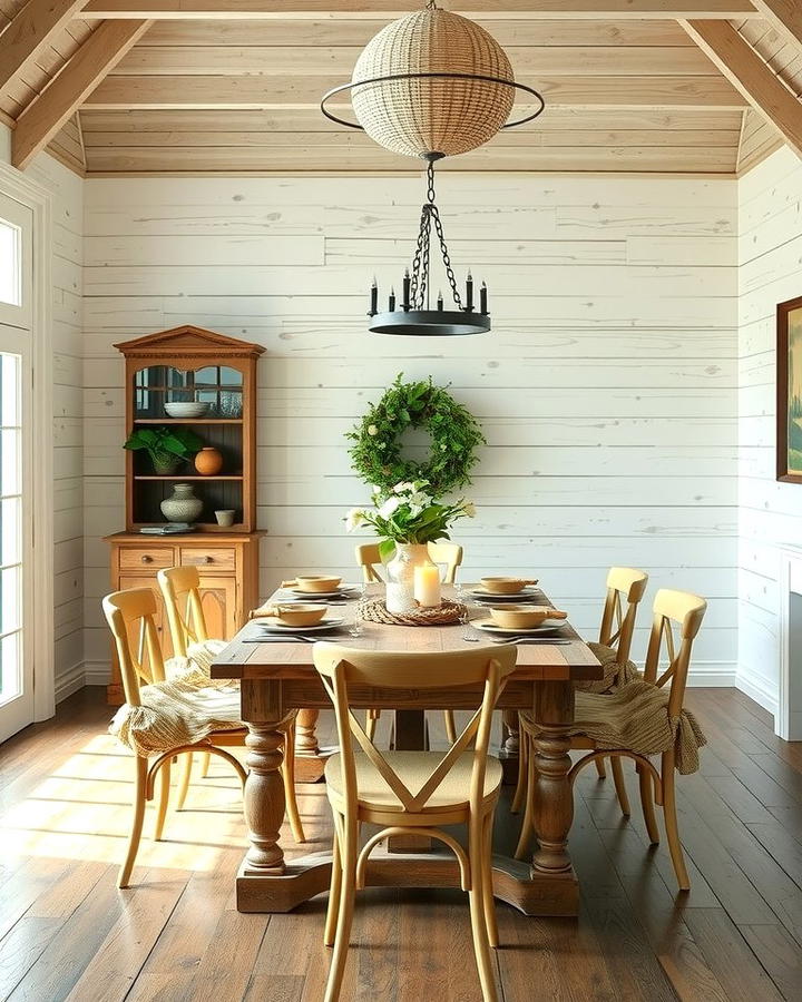 Rustic Whitewashed Shiplap - 25 Shiplap Dining Room Wall Ideas