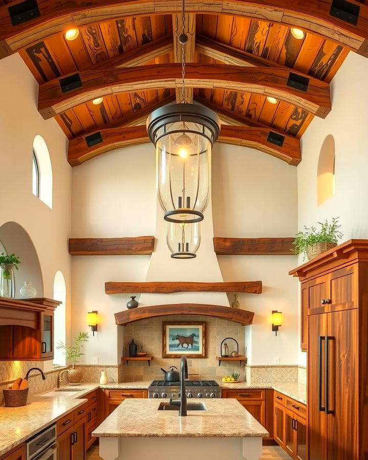 Rustic Wood Beam Ceilings - 25 Southwestern Kitchen Ideas