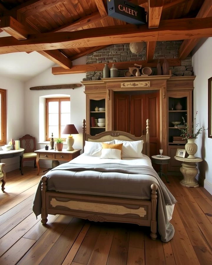 Rustic Wood Elements - 30 French Bedroom Decor Ideas