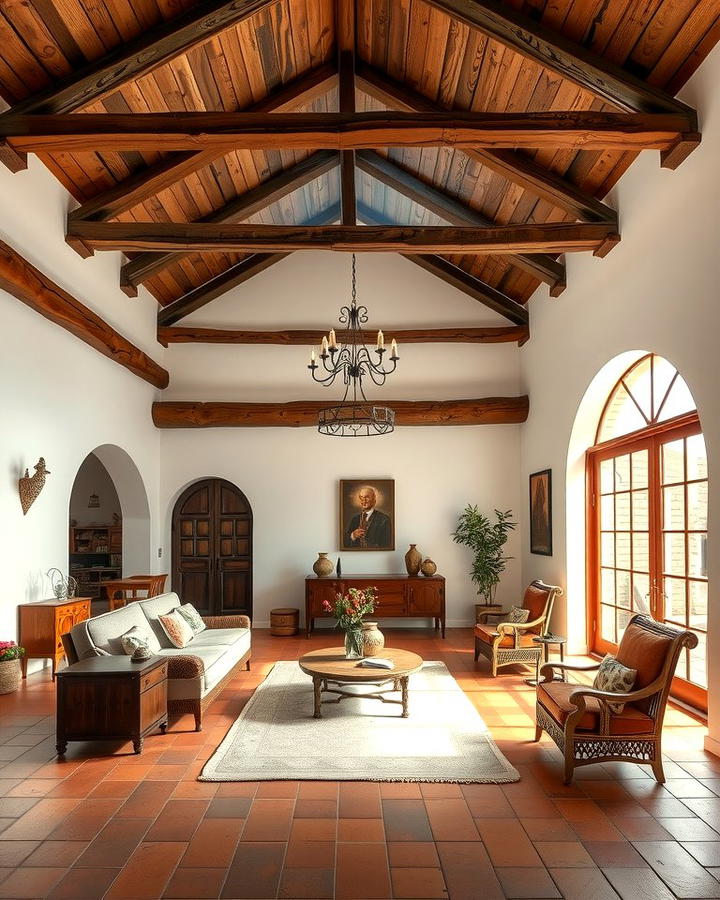 Rustic Wooden Beams - 25 Spanish Style Living Room Ideas