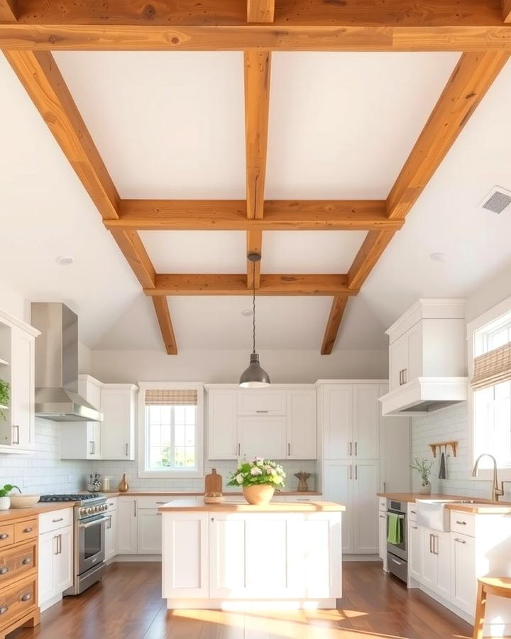 Rustic Wooden Beams 2 - 30 White Farmhouse Kitchen Ideas