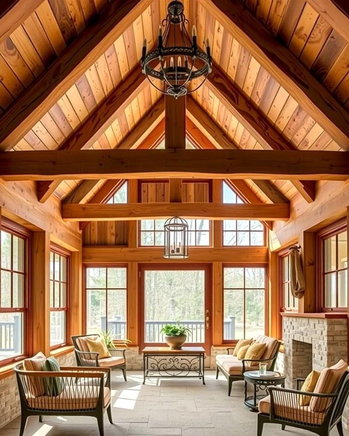 Rustic Wooden Beams - 25 Three Season Porch Ideas