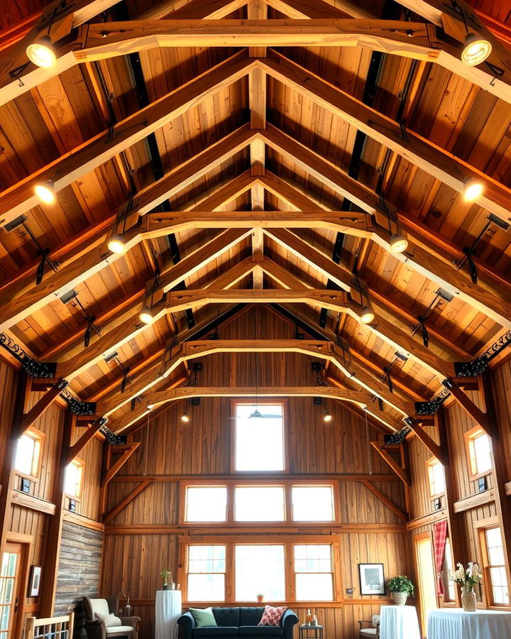 Rustic Wooden Beams - 25 Pole Barn Interior Ideas