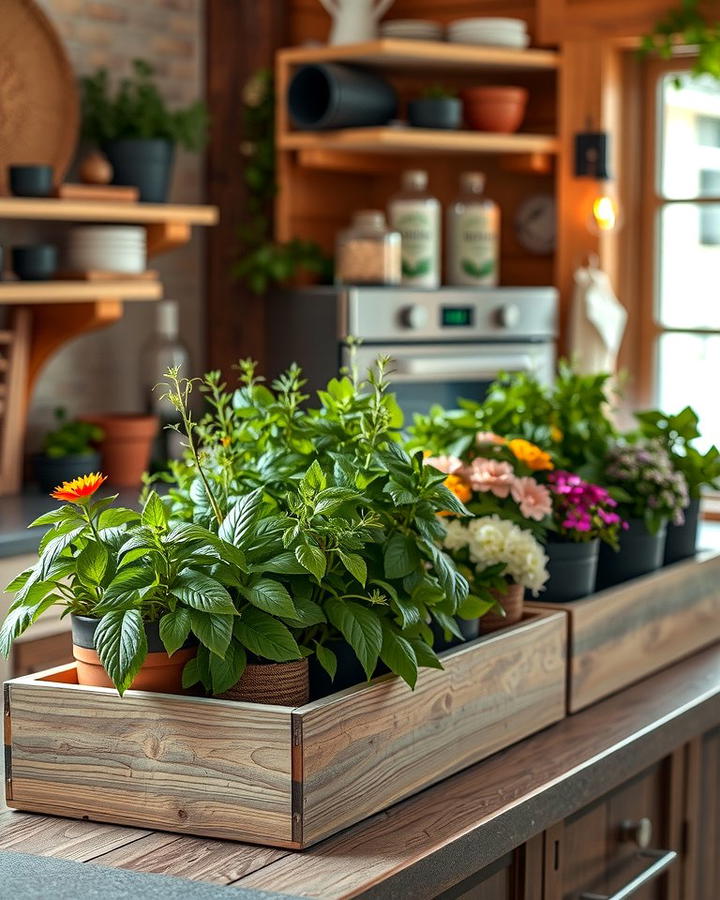 Rustic Wooden Boxes - 25 Potted Plant Arrangement Ideas