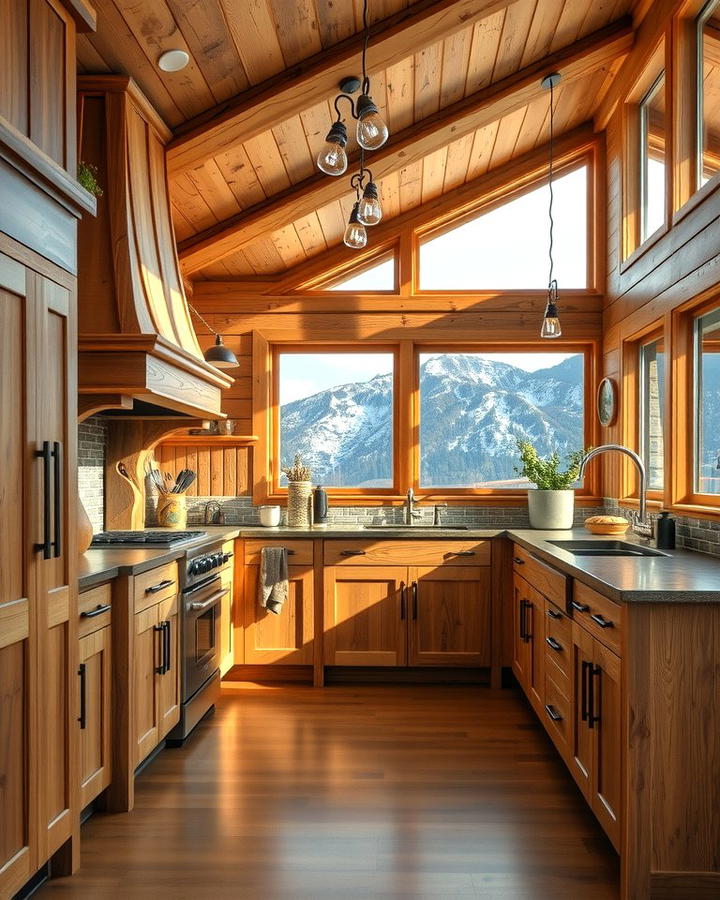 Rustic Wooden Cabinets - 25 Mountain House Kitchen Ideas