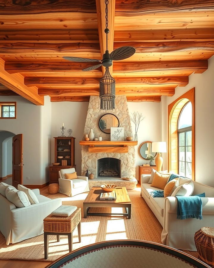 Rustic Wooden Ceiling Beams - 30 Southwestern Decor Ideas