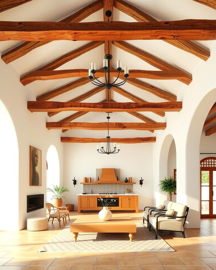 Rustic Wooden Ceiling Beams - 25 Spanish Style Living Room Ideas