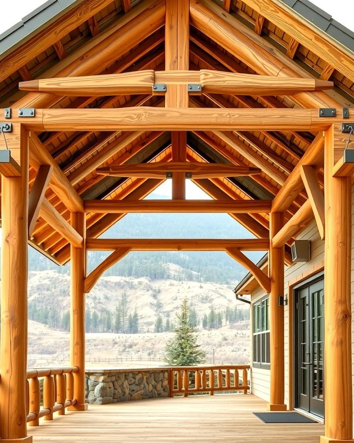 Rustic Wooden Charm - 25 Open Gable Porch Ideas