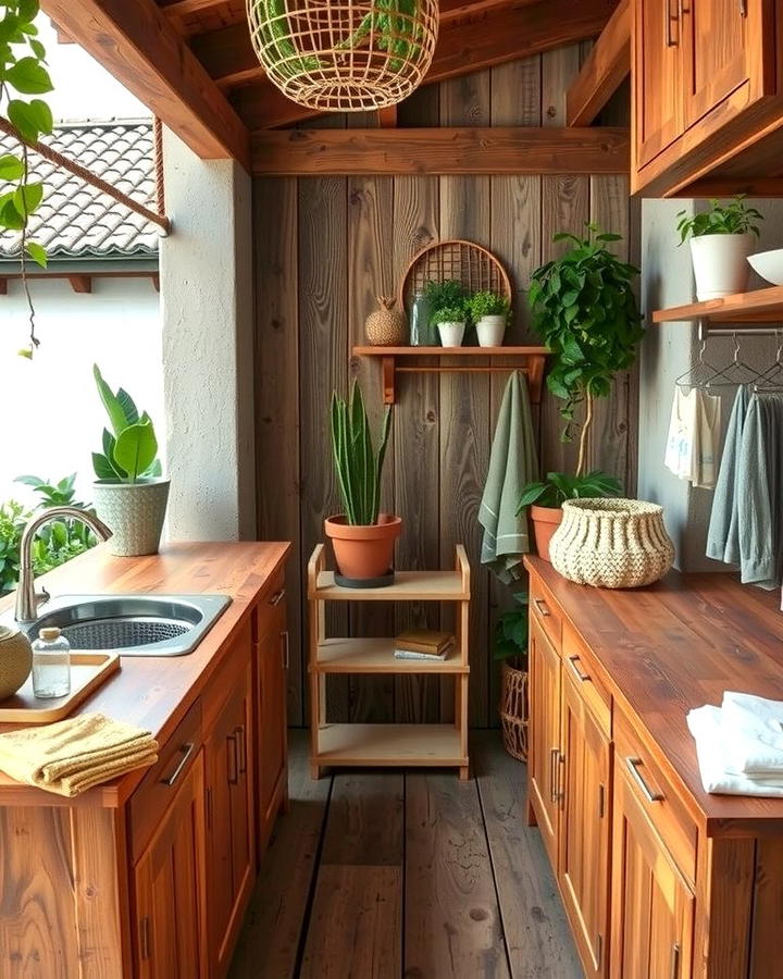 Rustic Wooden Countertops 2 - 25 Outdoor Laundry Area Design Ideas