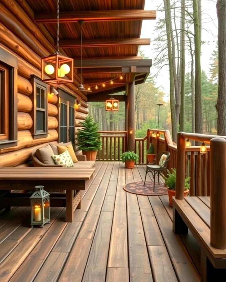 Rustic Wooden Deck - 25 Mobile Home Deck Ideas