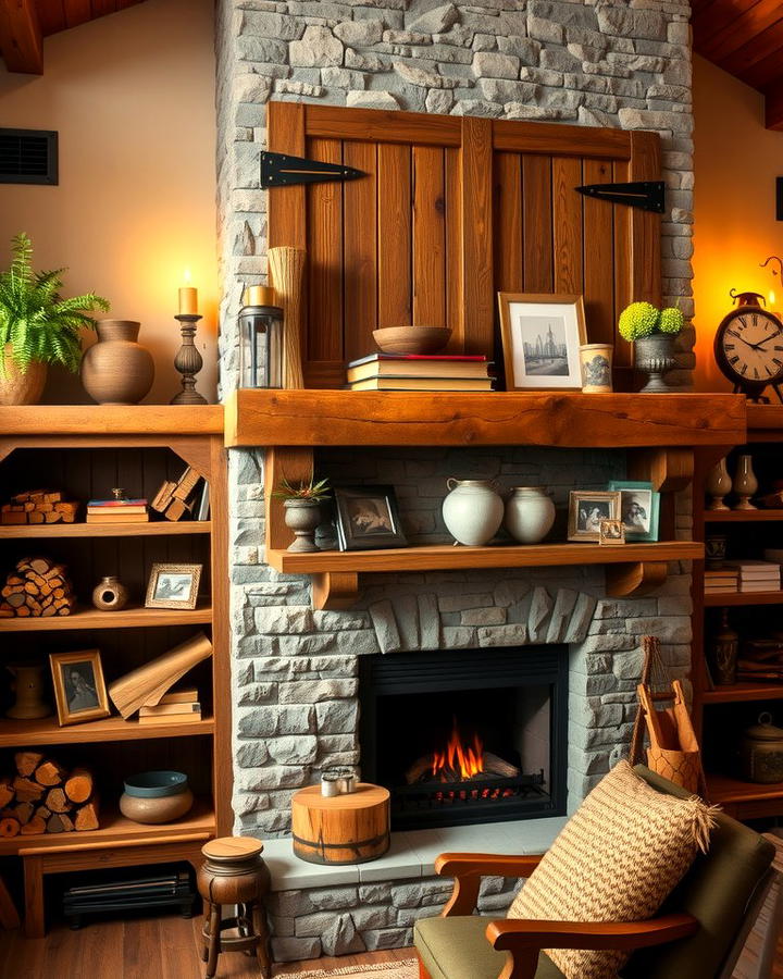 Rustic Wooden Mantel Built ins - 30 Fireplace Built-in Ideas