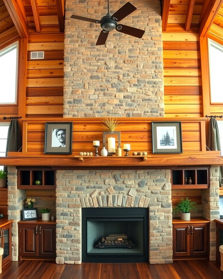 Rustic Wooden Mantel Charm - 25 Two-story Fireplace Ideas