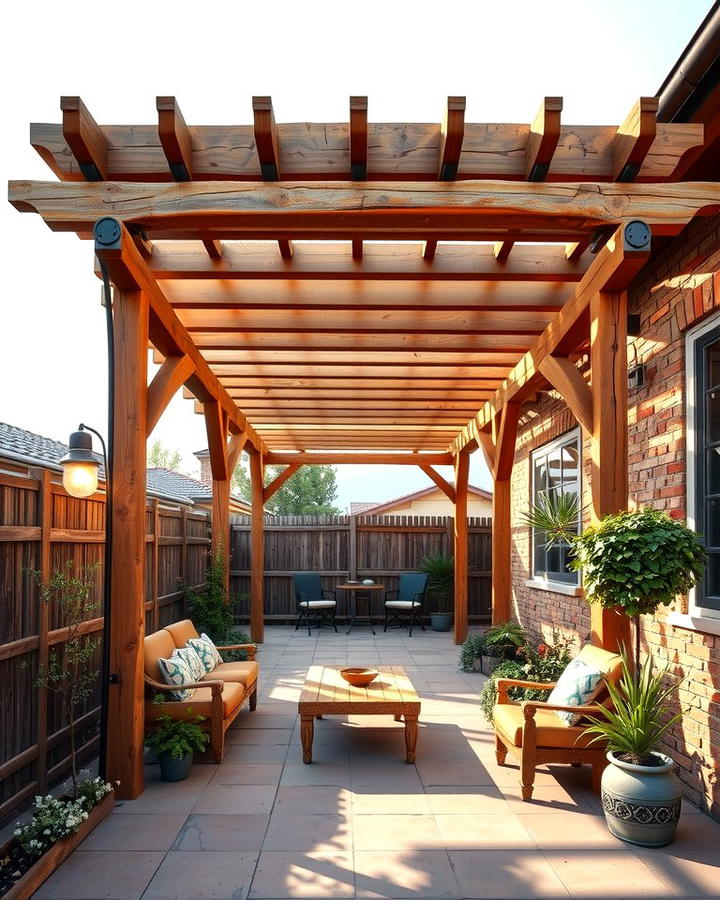 Rustic Wooden Pergola - 25 small patio pergola ideas