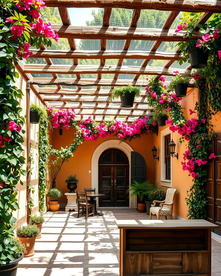 Rustic Wooden Pergola - 25 spanish courtyard ideas