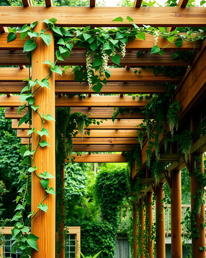 Rustic Wooden Pergola with Climbing Vines - 25 Patio Pergola Ideas