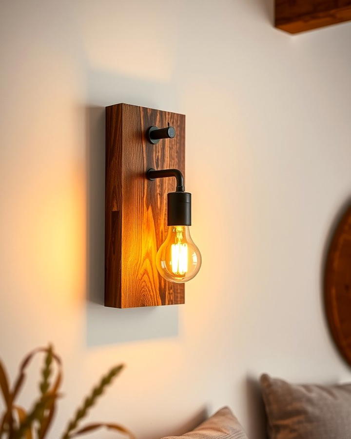 Rustic Wooden Sconces - 30 Bedroom Wall Sconce Ideas