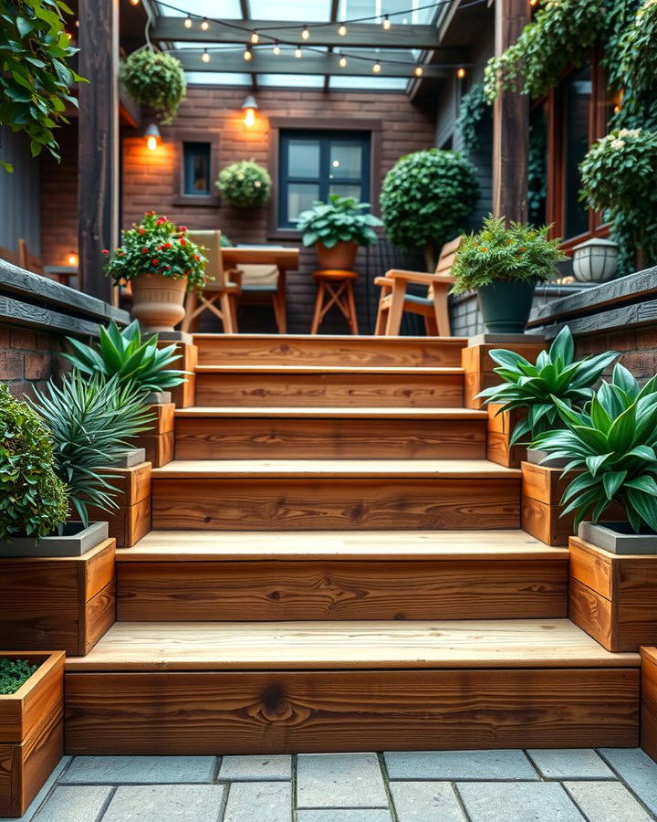 Rustic Wooden Steps - 25 Patio Steps Ideas