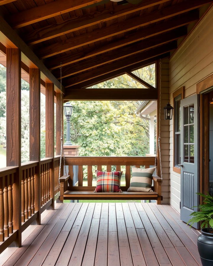 Rustic Wooden Swing - 25 Rustic Porch Ideas