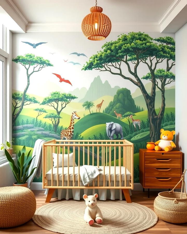 Safari Themed Wall Murals - 30 Safari Nursery Decor Ideas