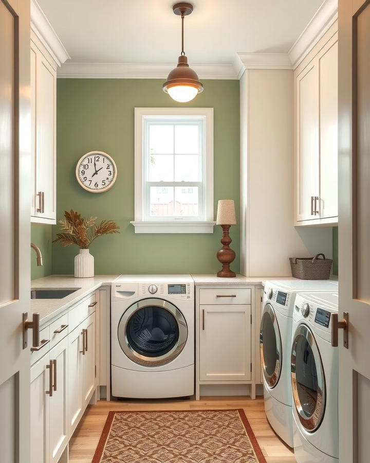 Sage Green Accent Wall - 25 Sage Green Laundry Room Ideas