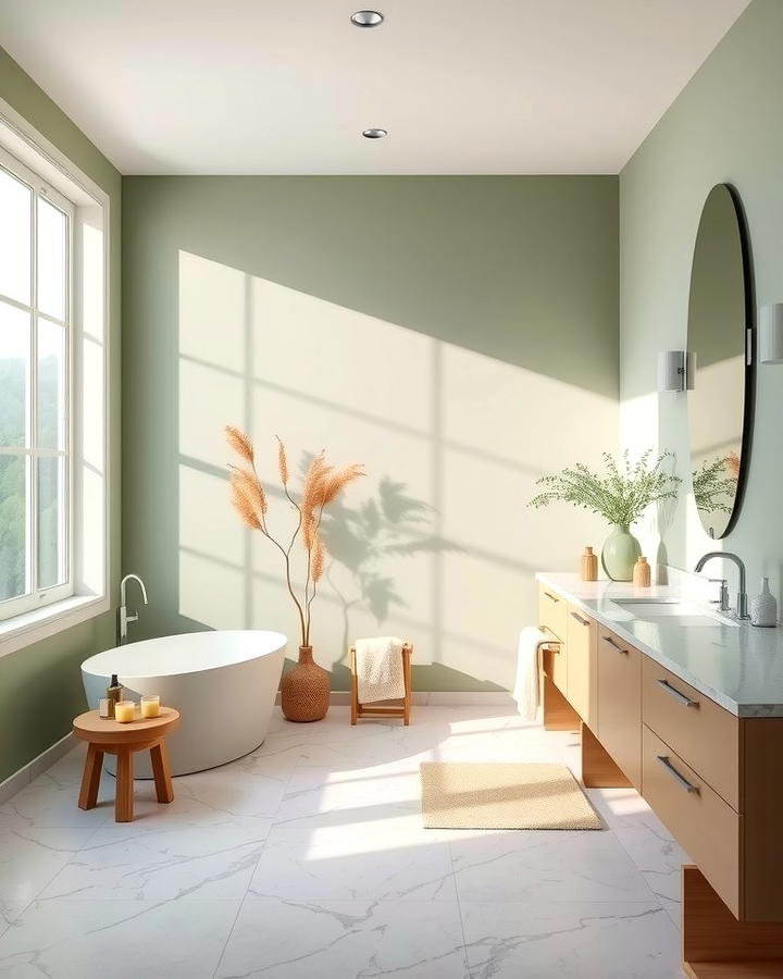 Sage Green Accent Walls for a Subtle Touch - 25 Sage Green Bathroom Ideas