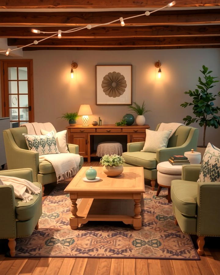 Sage Green Armchairs with Cream Throws - 25 sage green and cream living room ideas