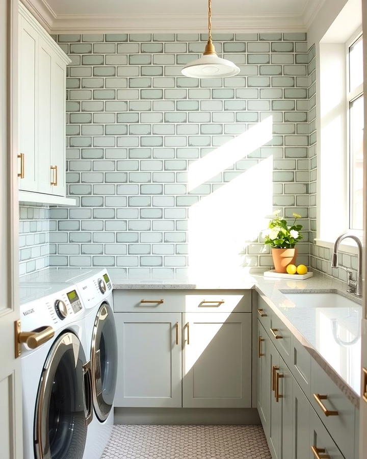 Sage Green Backsplash - 25 Sage Green Laundry Room Ideas