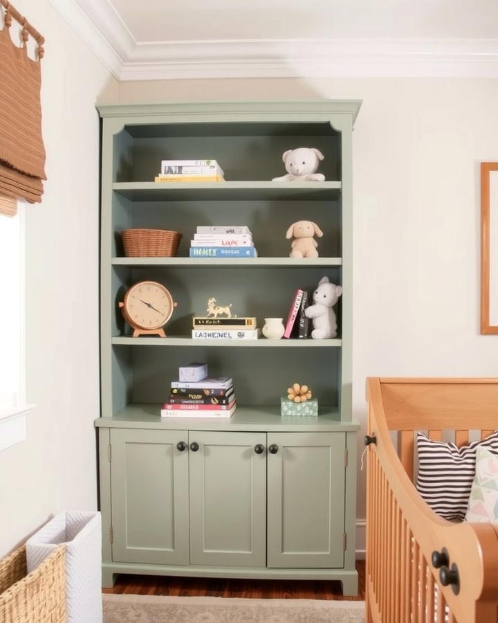 Sage Green Bookshelf - 25 Sage Green Nursery Ideas