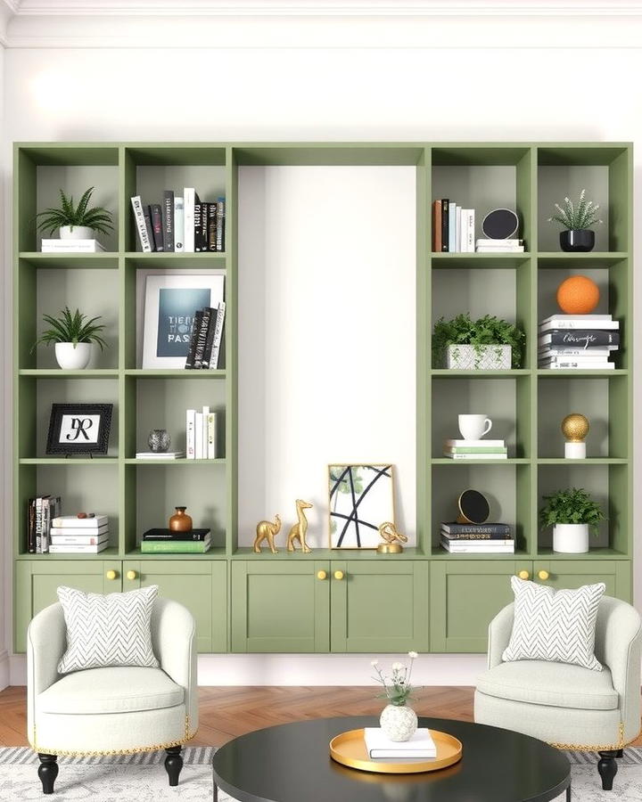 Sage Green Bookshelves - 25 Sage Green Decor Ideas