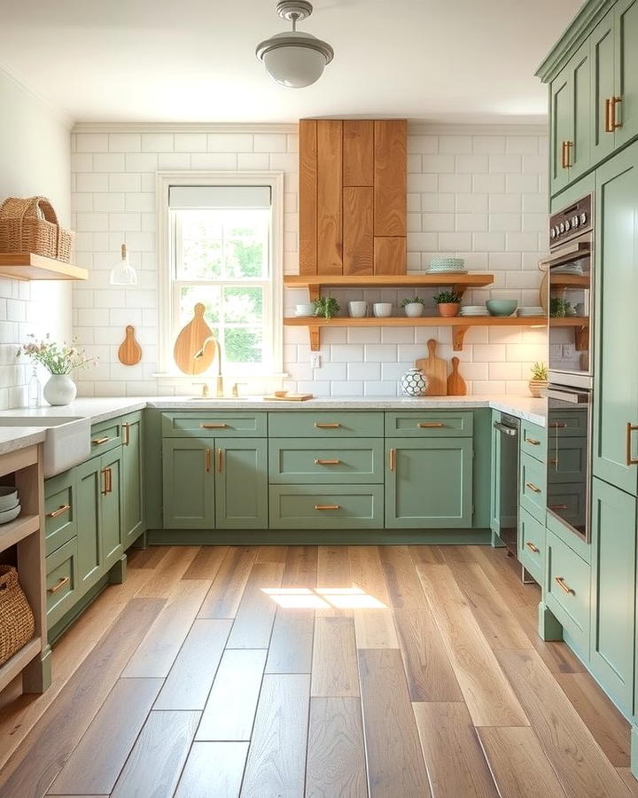 Sage Green Cabinets for a Natural Look - 25 Painting Kitchen Cabinet Ideas