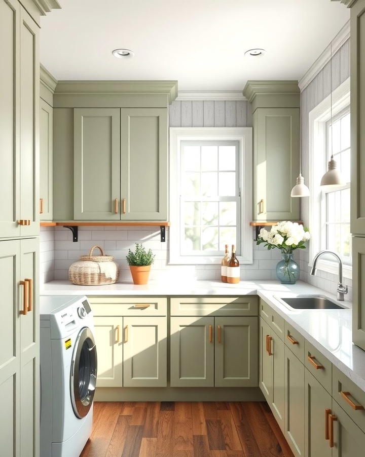 Sage Green Cabinets for a Refreshing Look - 25 Sage Green Laundry Room Ideas