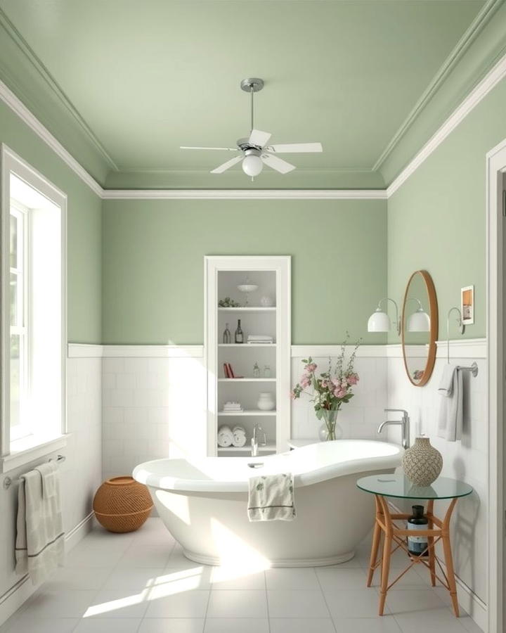 Sage Green Ceiling for a Unique Twist - 25 Sage Green Bathroom Ideas