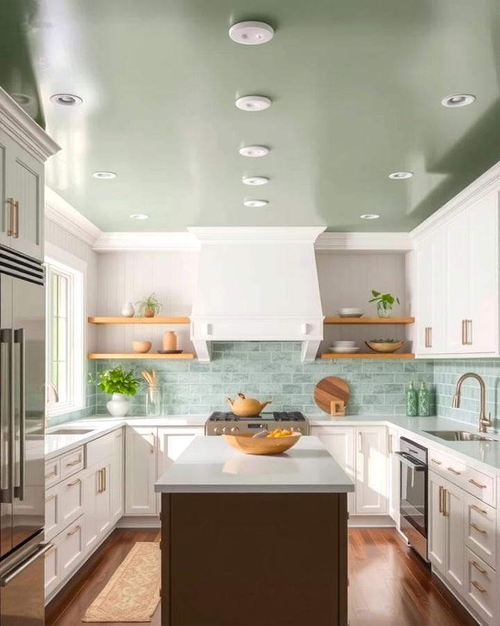 Sage Green Ceiling for an Unexpected Accent - 25 Sage Green Kitchen Ideas