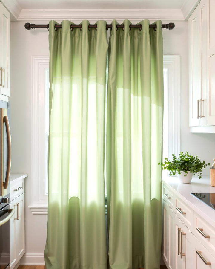 Sage Green Curtains for a Soft Accent - 25 Sage Green Kitchen Ideas