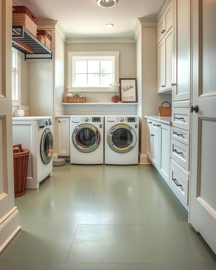 Sage Green Flooring for a Subtle Base - 25 Sage Green Laundry Room Ideas