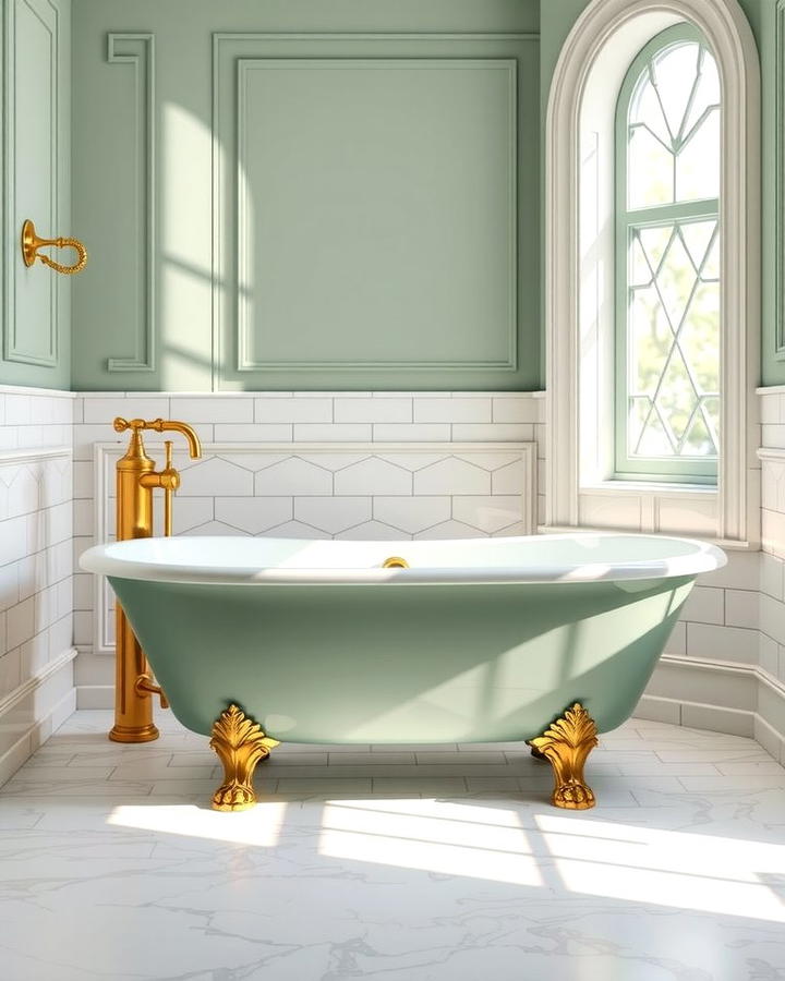 Sage Green Freestanding Bathtubs for a Luxurious Statement - 25 Sage Green Bathroom Ideas