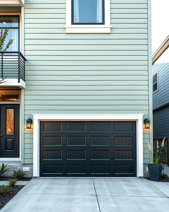 Sage Green House with Black Garage Door - 25 Sage Green House With Black Trim Ideas