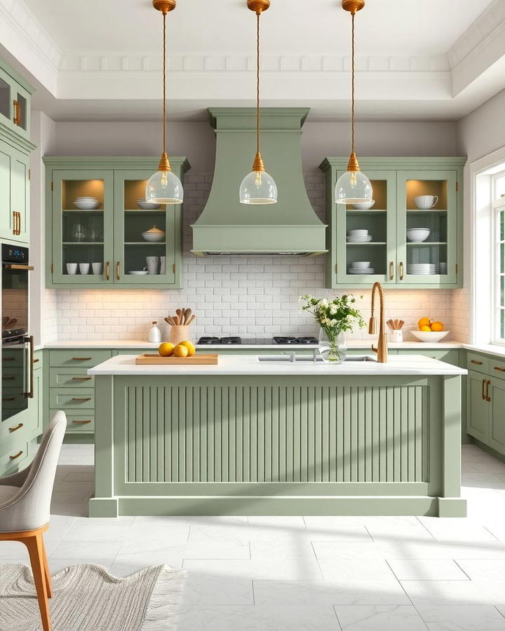 Sage Green Island as a Statement Piece - 25 Sage Green Kitchen Ideas