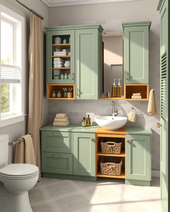 Sage Green Storage Solutions for Practical Style - 25 Sage Green Bathroom Ideas