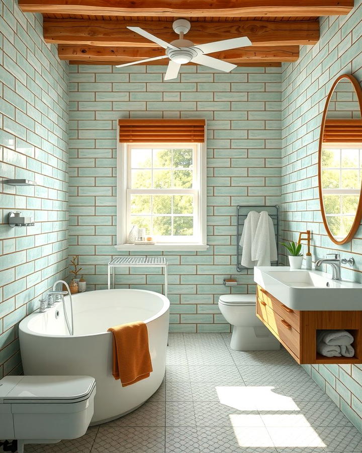 Sage Green Subway Tiles - 30 Green Bathroom Tile Ideas