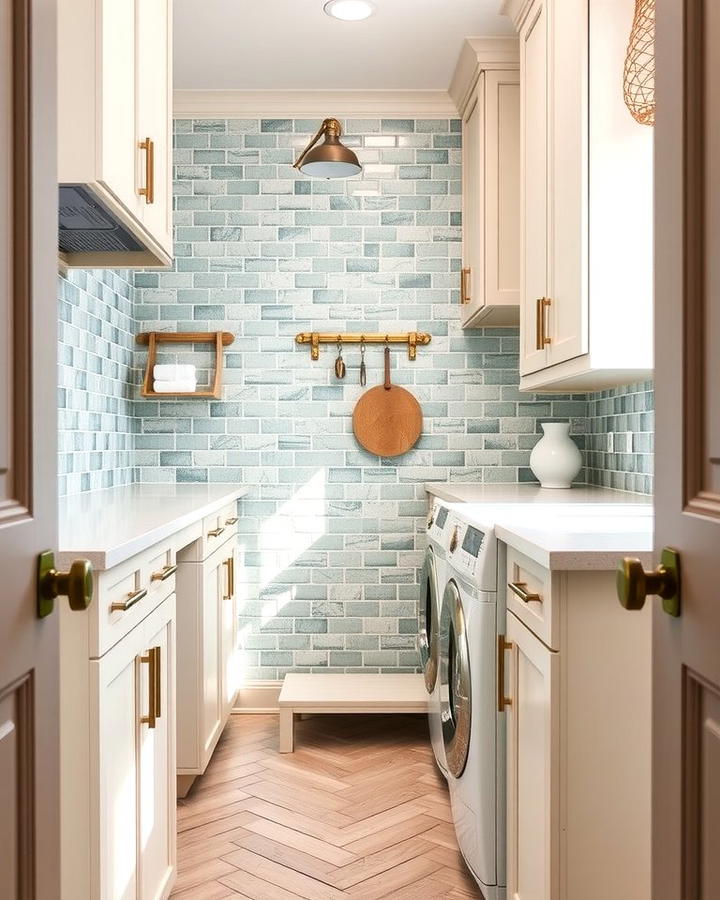 Sage Green Tile Backsplash for a Stylish Touch - 25 Sage Green Laundry Room Ideas