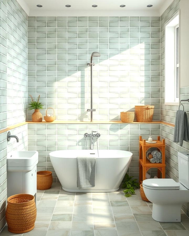 Sage Green Tiles for a Soft Look - 30 Green Tile Bathroom Ideas