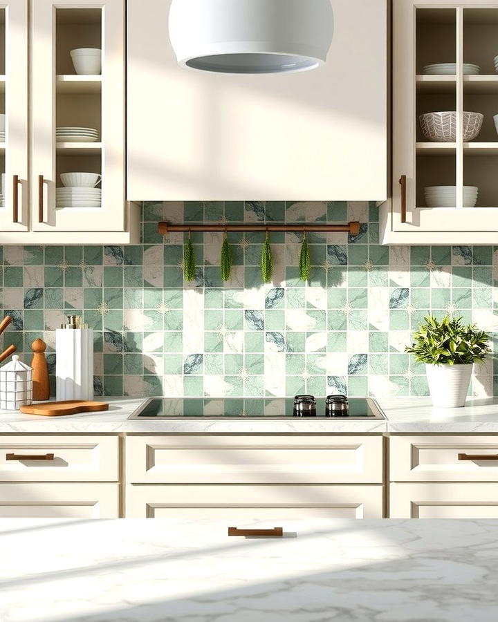 Sage Green Tiles for a Textured Finish - 25 Sage Green Kitchen Ideas