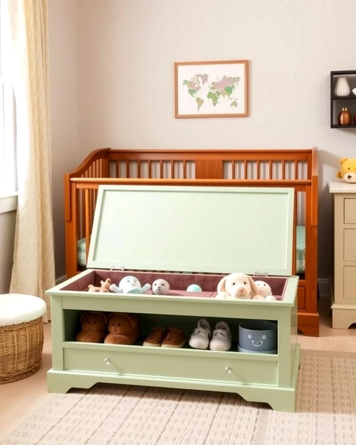 Sage Green Toy Chest - 25 Sage Green Nursery Ideas