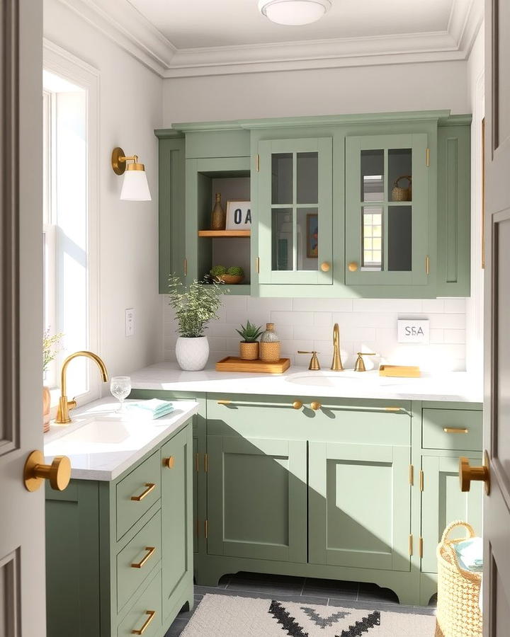 Sage Green Vanity Cabinets for a Pop of Color - 25 Sage Green Bathroom Ideas