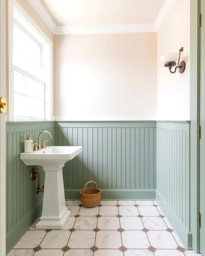 Sage Green Wainscoting for Timeless Charm - 25 Sage Green Bathroom Ideas