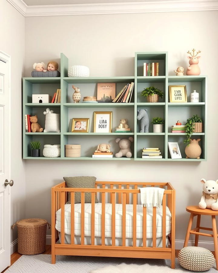 Sage Green Wall Shelves - 25 Sage Green Nursery Ideas